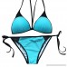 AMOFINY Women's Fashion Swimwear Solid Bikini Beachwear Swimsuit Push-up Beach Suit Blue B07NYSF2PB